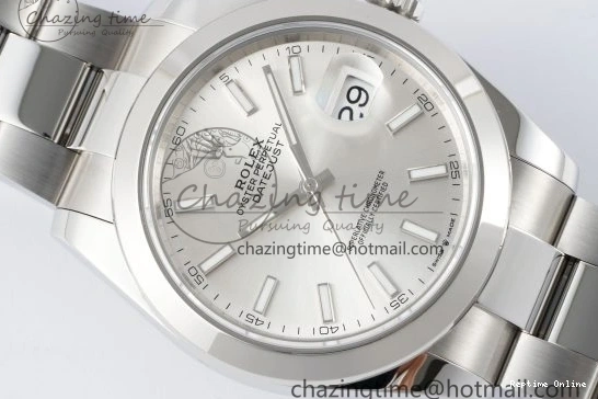 1227 DateJust 41 SS Polished Bezel KING 1:1 Best Edition 904L Steel Silver Stick Dial on Oyster Bracelet VR Flexible 2167